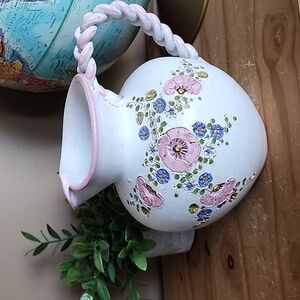 Vintage handmade ceramic pitcher vase
